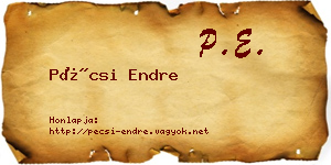 Pécsi Endre névjegykártya