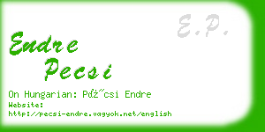 endre pecsi business card